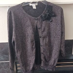 Black Beaded And Metllic Sweater